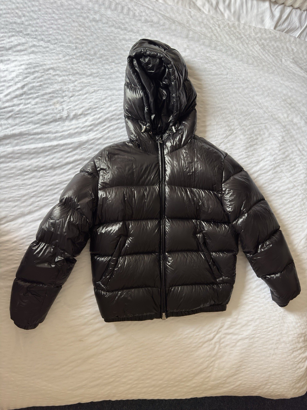 ZARA Viral Shiny Black Puffer Jacket - Hooded Parka