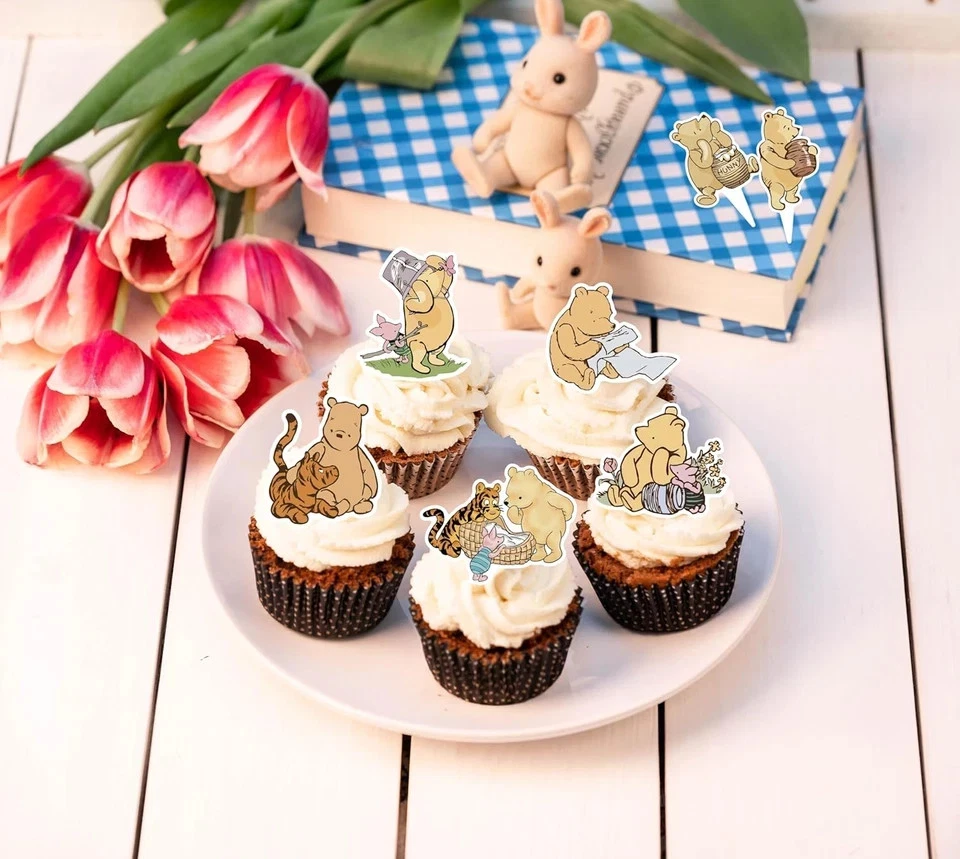 48 Piezas Clásico Winnie Cupcake Toppers Decoración de Pasteles Lindo Pooh Baby Shower Foto 4 de 4