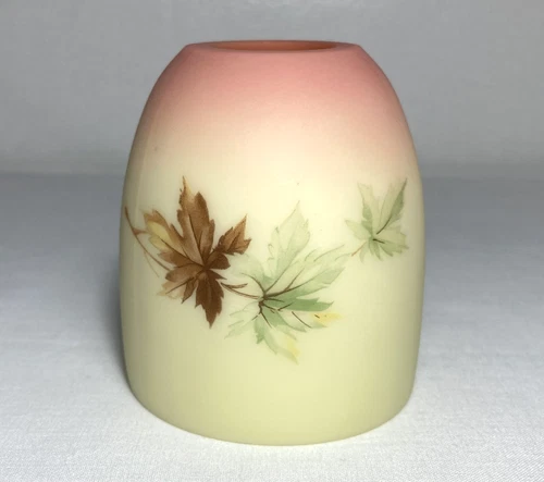 Vintage Fenton Burmese Uranium Glass Fairy Lamp Light Shade / Top  Autumn Leaf