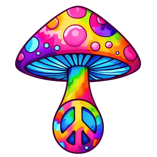 Psychedelic Magic Mushroom Groovy Trippy Self Adhesive Vinyl Sticker