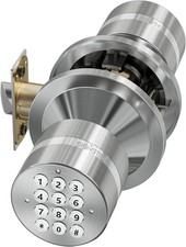 Entry Door Lock, Keypad Door Knob, Smart Code, Mute Mode, Satin Nickel