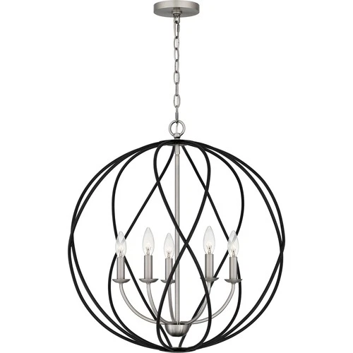 Quoizel BYN2824 5 Light 24"W Taper Candle Multi Light Pendant - Nickel - Picture 7 of 12
