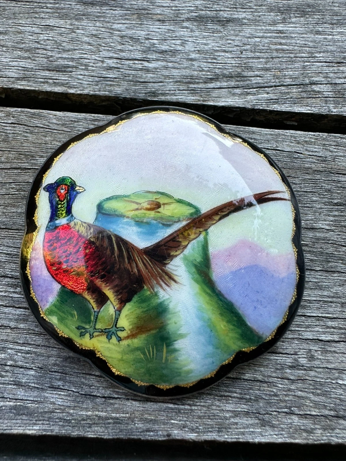 Gustav Gaudernack Sterling Silver Enamel Pheasant Brooch Norway vtg 2426