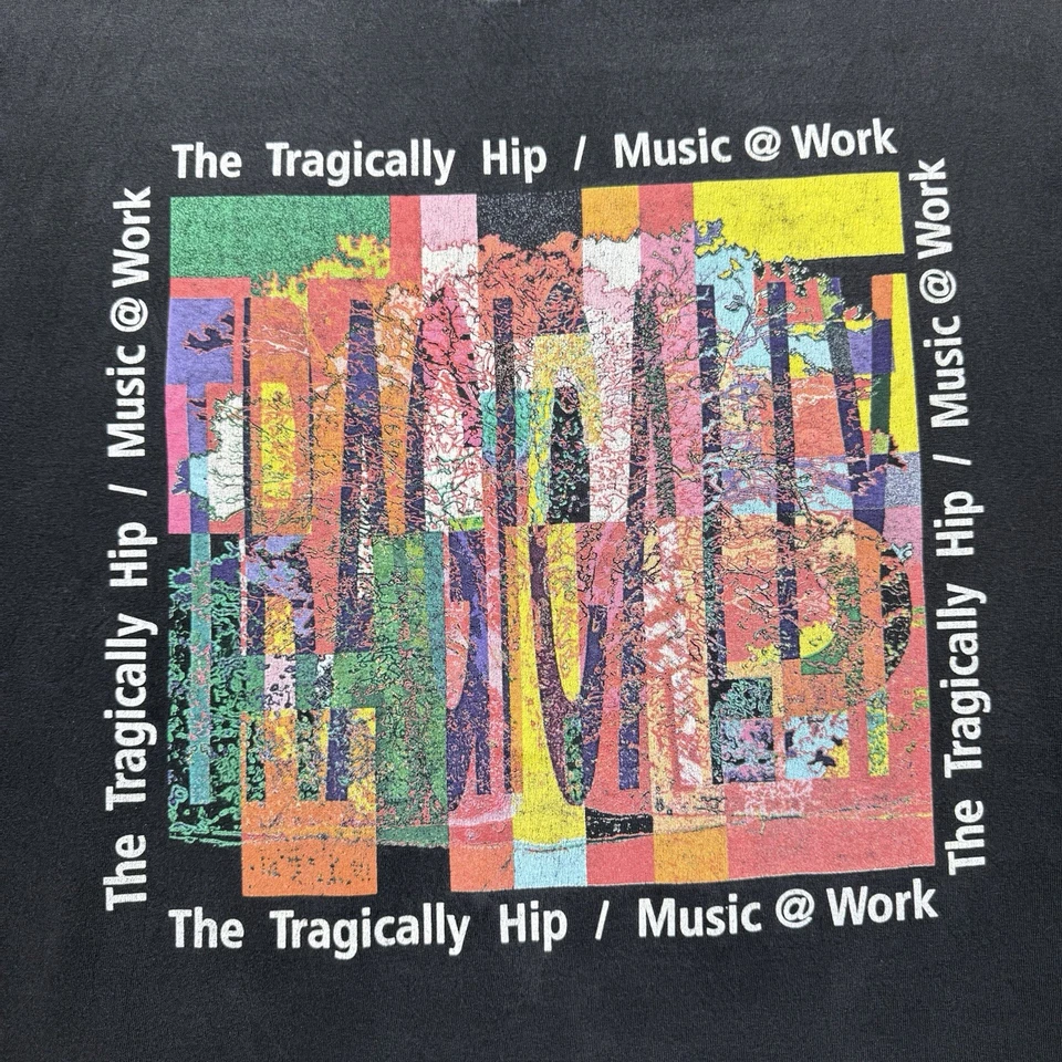 Vintage 90s Tragically Hip Music At Work Canadian Rock Band Tour Shirt - Large - Imagem 3 de 4