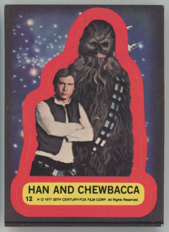 1977 Topps Star Wars Sticker Han Solo and Chewbacca #12 A6