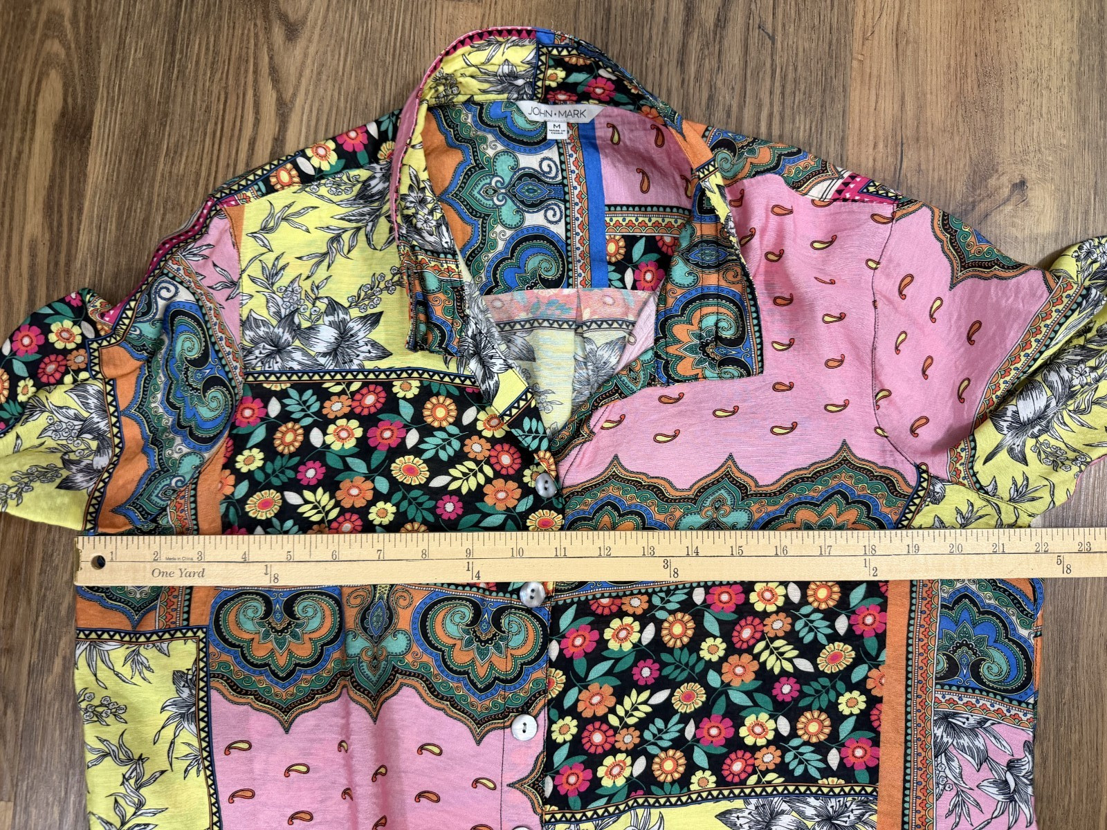 John Mark Floral Mixed Print Patchwork Tunic Top … - image 8