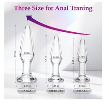 Glass Butt Plug 3-Sizes S/M/L Beginner Anal Trainer Set Smooth Dildo Sex Toys