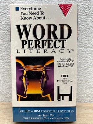 WORD Perfect Literacy VHS! Brand NEW! Missing 3 1/2 Inch Flopy Disc
