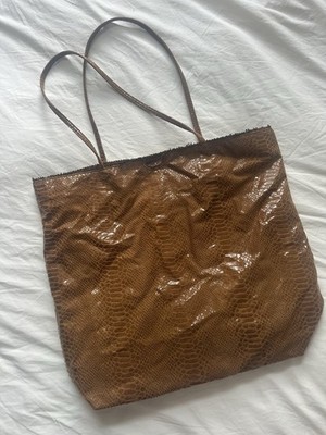 Fatto a Mano Snakeskin Print by Carlos Falchi Leather Tote