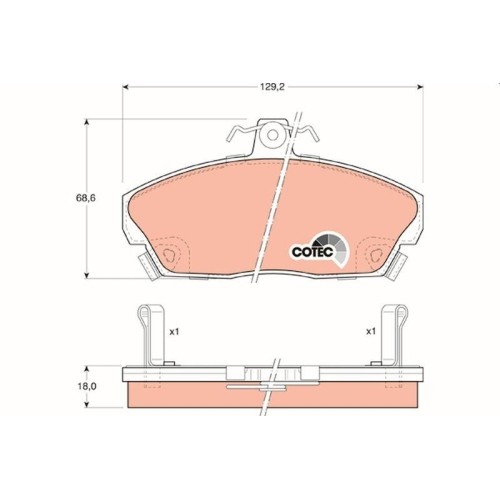 Plaquettes de frein TRW GDB496 Cotec pour disques avant Honda Civic et Lotus Elise