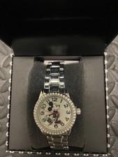   New Disney Mickey Mouse Silver-Tone Crystal Watch   In Original Box