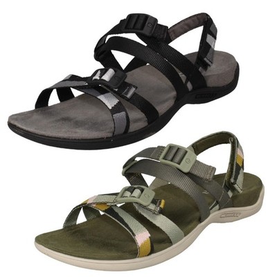 Damen Merrell Casual Riemchensandalen District 3 Backstrap Web Tea Grün Schwarz