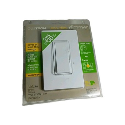 Lutron Eco-Dim DVW-603PGH-WH White Rocker Light Dimmer Switch New Sealed