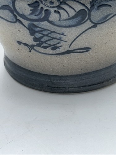 Vintage Rowe Pottery Salt Glazed Stoneware Handled Crock Vase Extra Cobalt 1989 - Picture 11 of 14