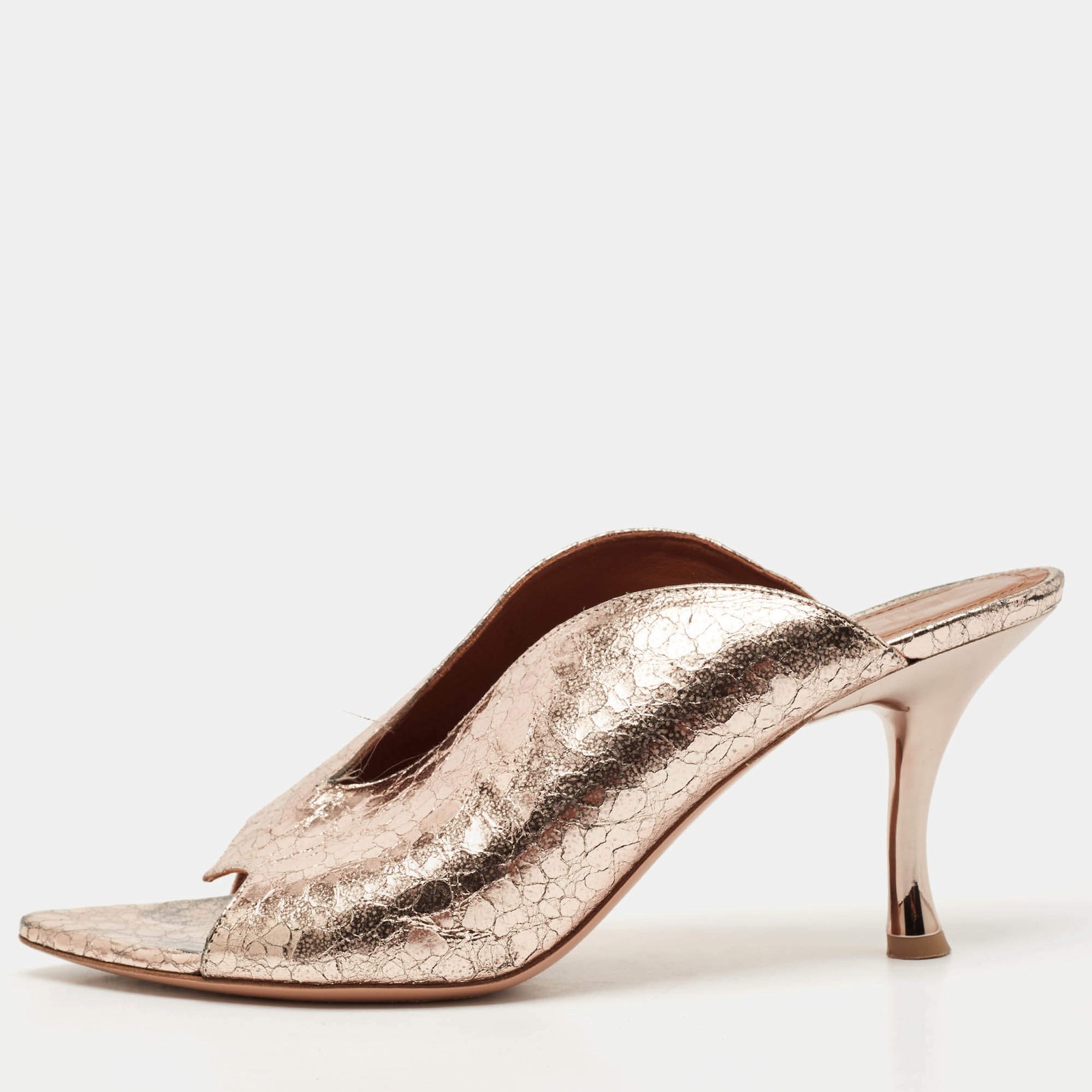 Malone Souliers Gold Metalic Leather Mules Size 40