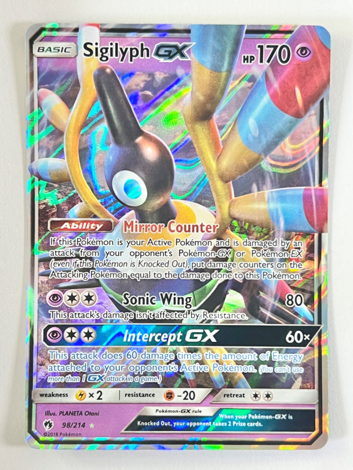 Sigilyph GX 98/214 Ultra Rare Lost Thunder - SM Pokemon TCG 2018 - Near Mint NM