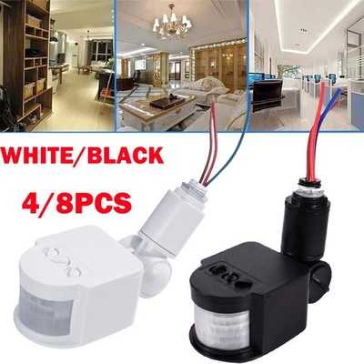 4/8Pc DC12V 180° LED Auto Infrared PIR Motion Sensors Detector Wall Light Switch