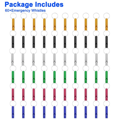 60x Aluminum Emergency Whistles w/ Keychain Bulk Loud Survival Coach Outdoor US - Picture 8 of 8
