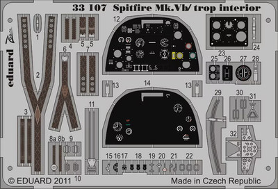 Eduard - Spitfire Mk.Vb/Trop Interior S.A. 1:32 For Hobby Boss Model Kit