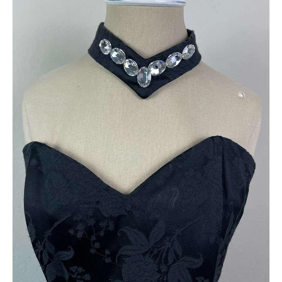 Vintage Jessica McClintock Gunne Sax Black Neck Accent Mini Dress Women's 11/12 - Image 2 of 4