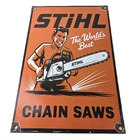 Vintage Stihl Chainsaw Sign - Porcelain Hardware Store Display Advertising Sign