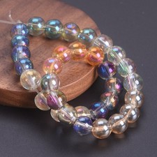 Round 4mm/6mm/8mm/10mm/12mm Glossy Colorful Plated Crystal Glass Loose Beads Lot