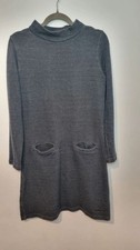 Quba Sails Grey Knit Jumper Dress UK 8 | Long Sleeve Winter Sweater Dress