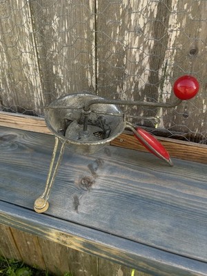 Vintage Mouli Moulinette Food Mill w/ Red Wooden Handles