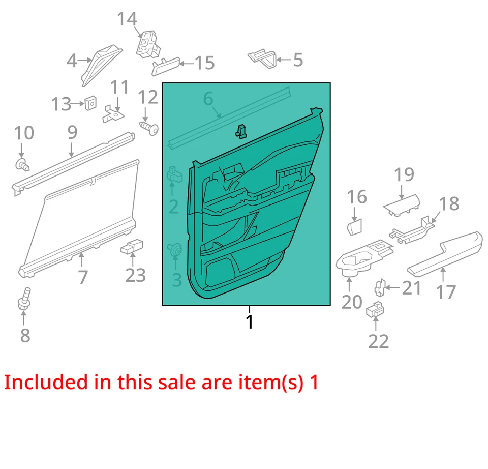 Se adapta a 19-23 HONDA PASSPORT Panel de moldura de puerta de conductor trasero izquierdo con parasol negro OEM Foto 4 de 4