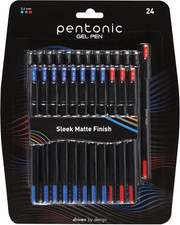 Gel Pens, 24 Count, Assorted Colored Ink 12 Black, 8 Blue, 4 Red , 0.6 Mm Fine