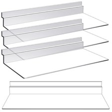 Kathfly 4 Pack 4 x 10 Inch Slatwall Shelves Hanging Accessories Clear Slatwall