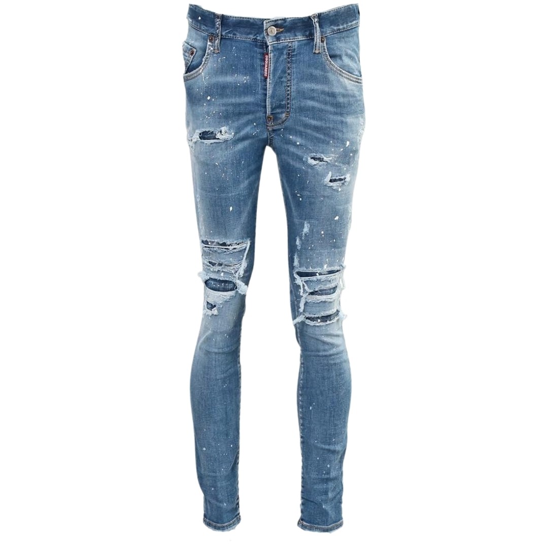 Dsquared2 Super Twinky Jean Paint Splash Reinforced Ripped Blue Jeans 102590₽