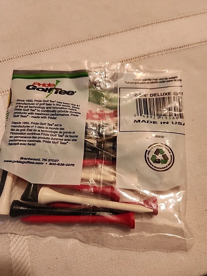 Multicolor 2 Pack of ProActive Sports Pride Golf Tees Deluxe Natural 2-3/4" - Image 2 of 2