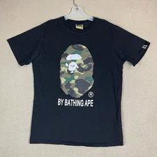 BAPE T Shirt Mens XXL Black Bathing Ape Camo Graphic Print Short Sleeve Tee