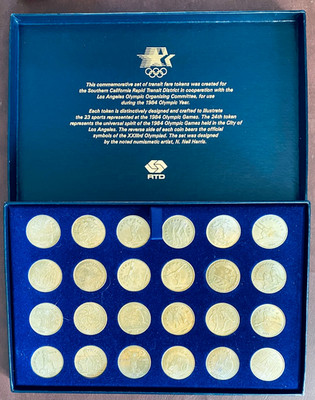 1984 LOS ANGELES OLYMPICS RTD TRANSIT TOKEN COIN SET ALL ORIGINAL