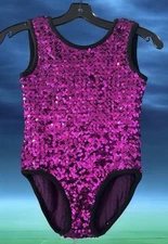Dance  Costume Sequin open back Amethyst Medium Large Child Jazz Sequin Acro Seq