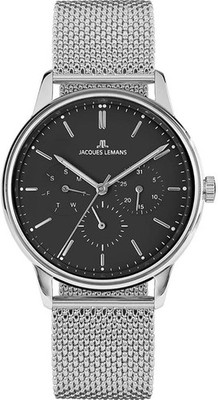 Jacques Lemans Retro Classic 1-2061F Herrenuhr Armbanduhr 39 mm Edelstahl silbe