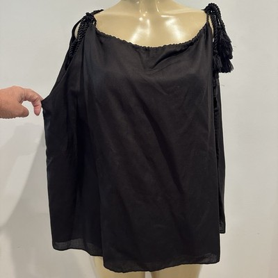 New Amour Vert Linen Blend Sleeveless Shirt Sz L Bow Loose Top Cor Cor Swing NWT
