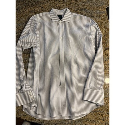 Kent And Curwen Men Blue Striped Long Sleeve Button Up Shirt Sz L