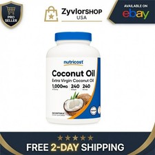 Nutricost Coconut Oil Softgels 1000mg 240 Count Gluten-Free