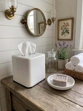 White ceramic Enamel Tissue Box Cover and Soa...