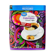 Great Value Colombian Medium Dark Roast Naturally Caffeinated Ground Coffee, 22.