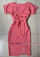 Kensie Blouson Faux Wrap Dress Size 2 Coral Pink Short Sleeve Tie Waist Midi NWT