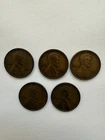 1915-D Through 1919-D Lincoln Wheat Cents(5), Well-Matched, VG