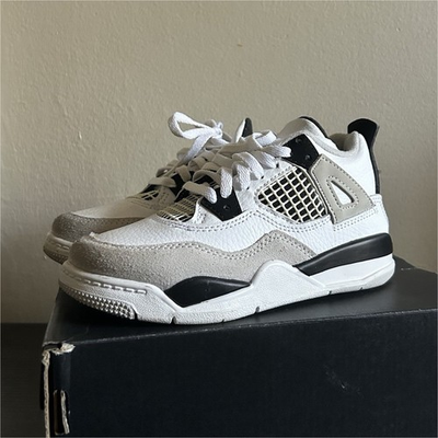 #ad Jordan 4 Retro PS Boys#x27; Sneakers White Black Size 11C Athletic Shoes $40.00