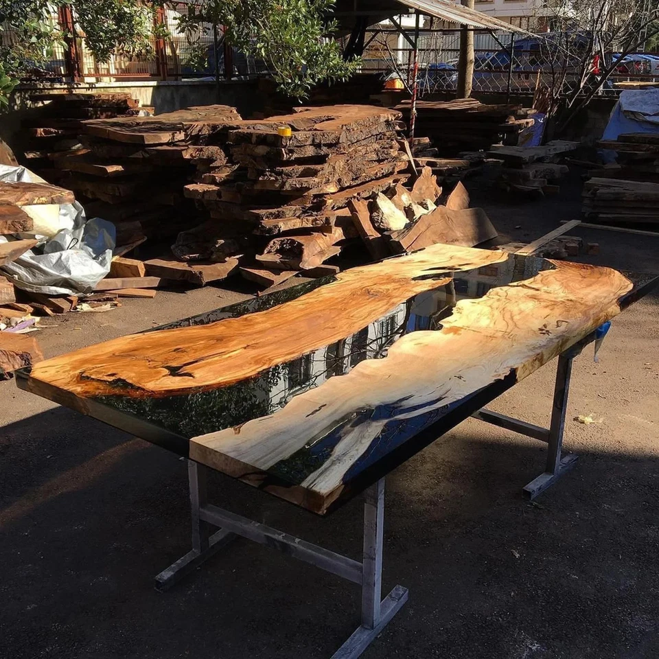 Custom Epoxy Resin Table | Live Edge Walnut River Table | Handmade Epoxy Dining - Image 3 of 4