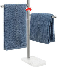 Hand Towel Holder, F-Shape Hand Towel Stand with Marble Base, Stainless Steel Sw
