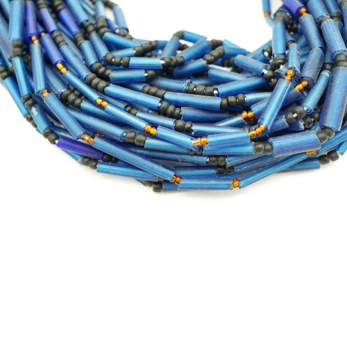 Seltene blaue afghanische Vintage Glasröhre Perlen - verschiedene Größen 4-8 mm (2440C584) rustikal - Bild 2 von 6