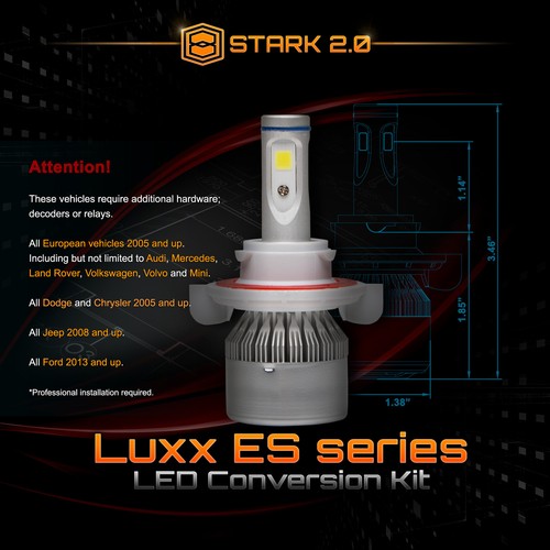 Stark 80W 9000LM Flip COB Chip LED Kit 6000K Headlight Hi / Lo - H13 9008 - Bild 5 von 10