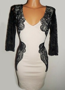 lipsy v neck lace bodycon dress